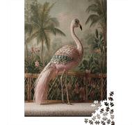 Puzzle 38x26cm/1000pcs pour Adultes Un Oiseau Exotique perché sur Un canapé en rotin Blanc,pour Femmes Et Hommes,Planche en Bois,Verrouillage De Précision