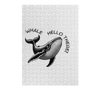 Puzzle 38x26cm/1000pcs pour Adultes Whale Hello There! Black and White Casse-tête pour Adultes Jeu De Réflexion Décoration Parfaite Aide À Exercer Le Cerveau 38x26cm/1000pcs