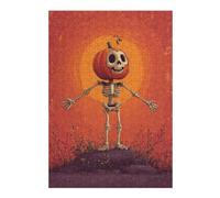 Puzzle 38x26cm/1000pcs Pumpkin Head Skeleton Art Print Puzzles pour Adolescents : Jeux Pratiques D'analyse Et De Logique, Parfaits comme Cadeaux pour Toute La Famille 38x26cm/1000pcs