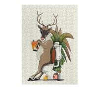 Puzzle 38x26cm/1000pcs Reindeer Using Toilet Puzzle pour Adultes, Jouet, Décoration Murale, Passe-Temps, Cadeau d'anniversaire Original 38x26cm/1000pcs