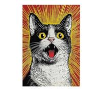 Puzzle 38x26cm/1000pcs Surprised Cat Pop Art Illustration Puzzles pour Adolescents : Jeux Pratiques D'analyse Et De Logique, Parfaits comme Cadeaux pour Toute La Famille 38x26cm/1000pcs