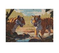 Puzzle 38x26cm/1000pcs Two Tigers Confront Each Other in The Wild Puzzle Anti-Stress, Jouet Amusant Et Humoristique, Idéal en Cadeau pour Toute La Famille 38x26cm/1000pcs