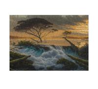 Puzzle 38x26cm/1000pcs Waterfall at Sunset Nature's Serenity Puzzle Anti-Stress, Jouet Amusant Et Humoristique, Idéal en Cadeau pour Toute La Famille 38x26cm/1000pcs