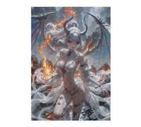 Puzzle 38x26cm/1000pcs White-Haired Demoness with Fire Puzzles pour Adolescents : Jeux Pratiques D'analyse Et De Logique, Parfaits comme Cadeaux pour Toute La Famille 38x26cm/1000pcs