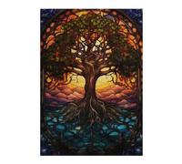 Puzzle 38x26cm/1000pcs Yggdrasil Stained Glass Puzzles pour Adultes, Jeux De Famille, Assemblage De Motifs, Idéal comme Cadeau pour Toute La Famille 38x26cm/1000pcs