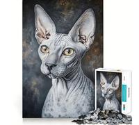Puzzle 38x26cm Portrait de Chat Sphynx 1000 pièces Cadre Rigide Idéal pour Adultes Cadeau Unique et Relaxant