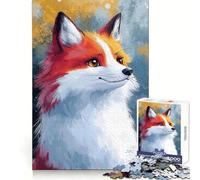 Puzzle 38x26cm Portrait de Renard Roux Cadre Rigide 1000 pièces Améliore la mémoire, détend l'esprit Cadeau élégant