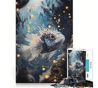 Puzzle 38x26cm représentant des Poissons stylisés dans Un décor sous-Marin 1000 pièces, Un Jeu de logique pour Adultes, Un Moment de complicité en Famille et Une Belle Surprise