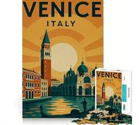 Puzzle 38x26cm représentant Une Affiche de Voyage à Venise,en Italie Jeu de mémorisation de 1000 pièces,Haute précision,découpage,activité Manuelle,défi cérébral interactif pour la Maison