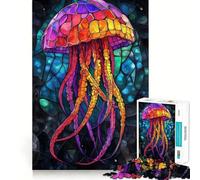Puzzle 38x52cm Méduse en vitrail », 1000 pièces, pour Adultes, Jeu Intelligent et Amusant, découpe précise, Cadeau Artistique