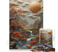 Puzzle 38x52cm représentant Un Paysage Pixel Art avec Cascade et Soleil idéal pour Adultes Ce Puzzle de 1000 pièces d'une Grande Finesse et logique est Un Cadeau Parfait pour se détendre et s'amuser