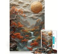 Puzzle 38x52cm représentant Un Paysage Pixel Art avec Cascade et Soleil idéal pour Adultes Ce Puzzle de 1000 pièces d'une Grande Finesse et logique est Un Cadeau Parfait pour se détendre et s'amuser