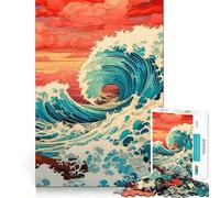 Puzzle 38x52cm Vagues Océaniques pour Adultes (1000 pièces) Stimule la mémoire, Jeu apaisant, découpe de qualité supérieure