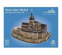 Megableu - Puzzle 3D MONT SAINT MICHEL - Maquette Monument Historique Officielle - Assemblage Facile Sans Colle ni Outils - Puzzle 3D pour Adultes et Enfants dès 7 Ans - 125 Pièces - 39x26x27cm