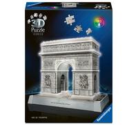 Ravensburger - Puzzle 3D Arc de Triomphe Lumineux - Monument à Construire sans Colle - 216 Pièces - Socle LED Multicolore - Dès 10 Ans - Lampe Déco - 12008029