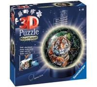 Ravensburger - Puzzle 3D Ball illuminé - Les Grands félins - A partir de 6 Ans - 72 pièces numérotées à Assembler sans Colle - Socle Lumineux Inclus - 11248