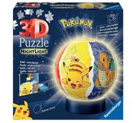 Puzzle 3D Ball illuminé Pokémon - Ravensburger - 72 pieces numérotées - Socle lumineux - A partir de 6 ans