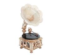 Puzzle 3D bois pour adultes - ROBOTIME pour adultes adolescents bricolage Kits de modèles décoration rétro classique Gramophone