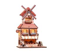 Puzzle 3D - CARTARTEM - Mini Book Nook La boulangerie du moulin CENGO - Bois pré-découpé - Sans colle - 7,6×11,8×4,5 cm