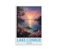Puzzle 3D Classique de 1000 pièces représentant Le lac Conroe, Texas. Kit de Puzzle à Monter soi-même. Jouet en Papier, Cadeau Original, décoration intérieure, 38 x 26 cm.