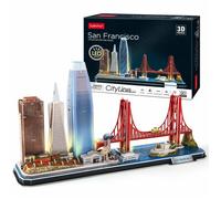 CubicFun San Francisco Puzzle 3D LED CityLine - Golden Gate Bridge, 555 California Street et Autres Monuments de SF Kits de Décoration et Cadeau Souvenir, 90 Pièces
