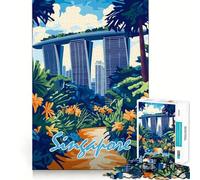 Puzzle 3D de 1000 pièces représentant la Skyline de Singapour 50x75cm, idéal pour Adultes Un Cadeau Unique, Facile et agréable à réaliser