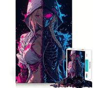 Puzzle 3D de 1000 pièces représentant Un Squelette de Fille d'anime Jeu de réflexion créatif Découpe Nette Composants Robustes Idéal pour Les Voyages (50x75cm)
