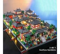 Puzzle 3D de style ancien 3 en 1, blocs de construction en petites pièces, créatif et amusant, jardin de Suzhou/Yuanmingyuan/tour Huanghe, jouet éducatif de nouvelle architecture de l'année du dragon