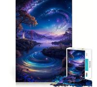 Puzzle 3D Difficile Paysage Spatial néon pour Adultes, 1000 pièces, Jeu de logique et de Train, pour Un Moment paisible, découpe Lisse, Cadeau de qualité supérieure (50x75cm)