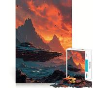 Puzzle 3D Difficile pour Adultes Vaisseau Spatial et planète inconnue 1000 pièces 50x75cm Reconnaissance améliorée Découpe Nette et précise Cadeau Unique