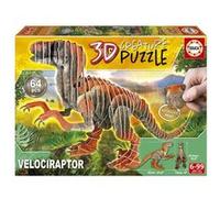 Puzzle 3D - EDUCA - Velociraptor - Dessins animés et BD - Moins de 100 pièces - Orange