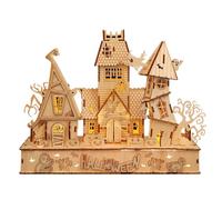 Puzzle 3D en bois 3D Halloween Maison 3 en 1 Modélisme Artisanat Kit de construction, anniversaire pour adultes (147 pièces)