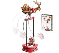 Puzzle 3D en bois à construire - ROBOTIME Jouet d'équilibre à pendule du Père Noël en traîneau