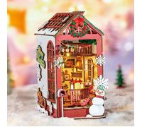 Puzzle 3D en bois à construire - ROBOTIME Noël scène intérieure Book Nook DIY