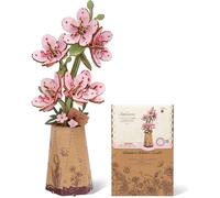 Puzzle 3D en bois à construire - ROBOTIME Rolife Fleurs artificielles Sakura 3D Puzzle DIY fleur en bois