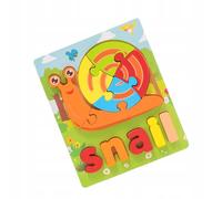 Puzzle 3d En Bois Avec Lettres Et Formes, Jouet Éducatif Pour Tout-Petits, Motif Escargot De Vacances
