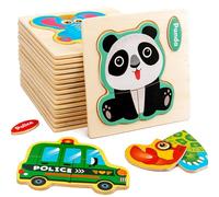 Puzzle 3d En Bois, Dessin Animé Animal Panda Tigre, Puzzle De Transport, Jouets Éducatifs D'intelligence Pour Enfants