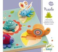 Puzzle 3D en bois - DJECO - La tortue et ses amis - 5 pièces - Pour bébé de 12 mois et plus