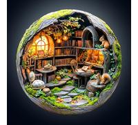 Puzzle 3D en Bois for Adultes, Puzzle À Vision Stéréoscopique 3D for La Décoration De La Maison dans Les Salons, Salles D'étude, Chambres Et Autres Espaces(3D Mossy Library)