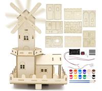 Puzzle 3D en Bois, Kit de Construction Maison Eolienne DIY, Kit Expériences STEM, Maquette Bois, Jouet de Maquette a Construire pour Adolescents et Adultes