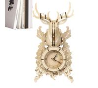 Puzzle 3D en bois - Modèle de puzzle de 7,87 pouces, kit de construction d'horloge de cerf, kit de construction créatif | Modèle de cadeaux de fête d'anniversaire, décoration de Noël, favorise le