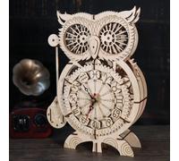 Puzzle 3D en bois Modèle d'horloge hibou Kits de construction en bois Artisanat fait main Cadeau de Noël unique bois