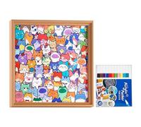 Puzzle 3D en Bois « Petits Chatons » - Puzzle, Dessin et Assemblage Tout-en-Un, Jouets éducatifs en Bois à colorier, Cadeaux créatifs pour passionnés de félins