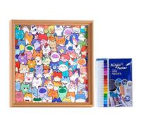 Puzzle 3D en Bois « Petits Chatons » - Puzzle, Dessin et Assemblage Tout-en-Un, Jouets éducatifs en Bois à colorier, Cadeaux créatifs pour passionnés de félins