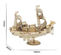 Puzzle 3D en bois - ROBOTIME - Navire diplomatique japonais - 91 pièces - Mixte - Beige - Enfant