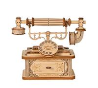 Puzzle 3D en bois, téléphone rétro mécanique à monter soi-même, kit de décoration idéal pour adolescents et adultes