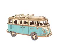 Puzzle 3D en Bois Tour Bus Maquette Rétro pour Enfant Adultes À Construire Kit D'assemblage Éducatif Modèle De Véhicule Kit De Construction Créatif Cadeau pour Anniversaire Noël