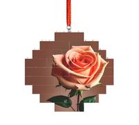 Puzzle 3D en forme de brique d'art en forme de pastille - Décoration d'intérieur - Orange et rose - Imprimé rose