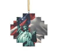 Puzzle 3D en forme de brique d'art en forme de pastille - Décoration d'intérieur - Statue de la Liberté - Drapeau imprimé