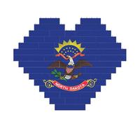 Puzzle 3D en forme de cœur avec drapeau de l'État du Dakota du Nord - Décoration d'intérieur - 53 pièces